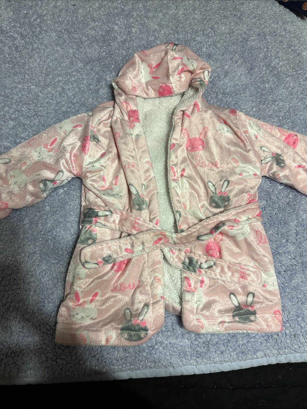 Kids' Pink Bunny Hooded Robe - Soft Plush Pajama Cover-Up